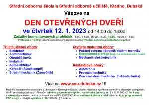 Den otevřených dveří - SOŠ a SOU Dubská, Kladno
